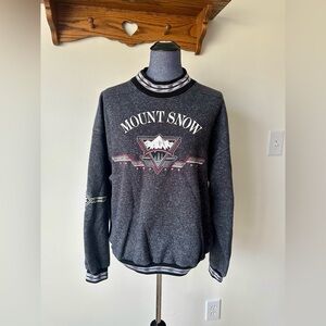 Vintage 90s Mount Snow Gray Southwestern Sweatshirt Size Large
